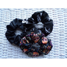 Black Skulls & Day Of Dead Pack of 3 Hair Scrunchies 