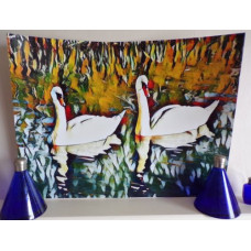 Swans Art Print A4 Size Matt Finish 