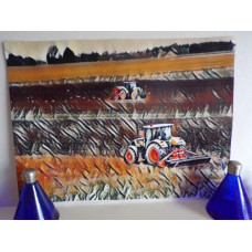 Tractors Ploughing Norfolk Fens Art Print A4 Size Matt Finish 