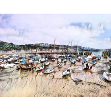 Lots Of Boats Lyme Regis Colour Art Print A4 Size Matt Finish 