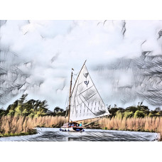 Sailing Boat Norfolk Broads Art Print A4 Size Matt Finish 