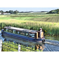 Narrow Boat Well Creek Norfolk Art Print A4 Size Matt Finish 