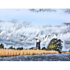 Windmill Norfolk Broads Art Print A4 Size Matt Finish 