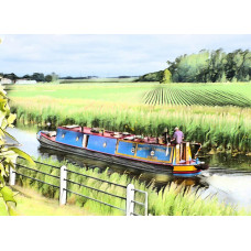 Narrow Boat Well Creek Norfolk Art Print A4 Size Matt Finish 