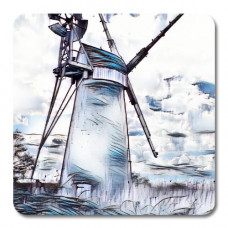 Norfolk Broads Blue & White Windmill Art Print A4 Size Matt Finish 