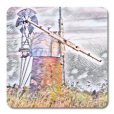 Norfolk Broads Pastel Windmill Art Print A4 Size Matt Finish 