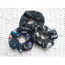 Black Skulls & Pirates Hair Scrunchies Pack 3