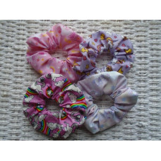 Unicorn Hair Scrunchies Pack Of 4 Mixed Colours 