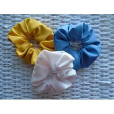 Pale Pink Blue & Mustard Plain Scrunchies Pack of 3