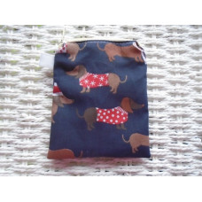 Blue Winter Sausage Dog Purse or Card Holder 