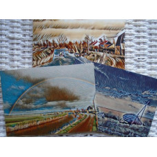 Mill Boats & Rainbows Art Greetings Cards Pack 3 A5 Size Designed & Printed In Norfolk 