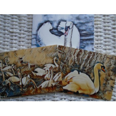 Swans (b) Art Greetings Cards Pack 3 A5 Size Designed & Printed In Norfolk 