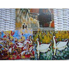 Swans (c) Art Greetings Cards Pack 3 A5 Size Designed & Printed In Norfolk 