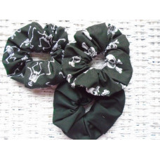 Black Skulls & Skeletons Pack Of 3 Hair Scrunchies 
