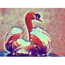 Red & White Swan Art Print A4 Size Matt Finish 