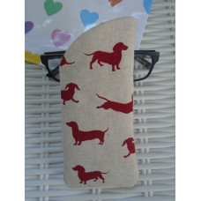 Sausage Dog Hessian Glasses Case 