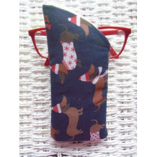 Blue Winter Sausage Dog Glasses Case 