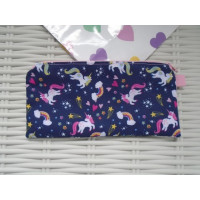 Blue Rainbow Unicorn Pencil Case Or Small Make Up Bag 