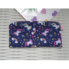 Blue Rainbow Unicorn Pencil Case Or Small Make Up Bag 