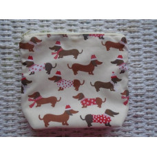Winter Sausage Dog Make Up Bag Or Large Pencil Case 