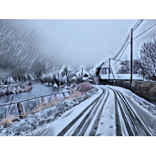 The Mill Nordelph Winter Norfolk Art Print A4 Size Matt Finish 